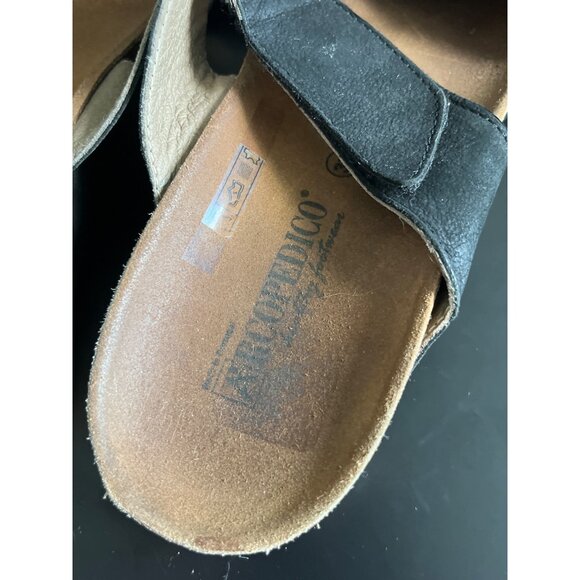 Arcopedico Cork Sole Wedge Slip On Sandal Adjustable Straps Black Leather 37 6.5 - Picture 5 of 7